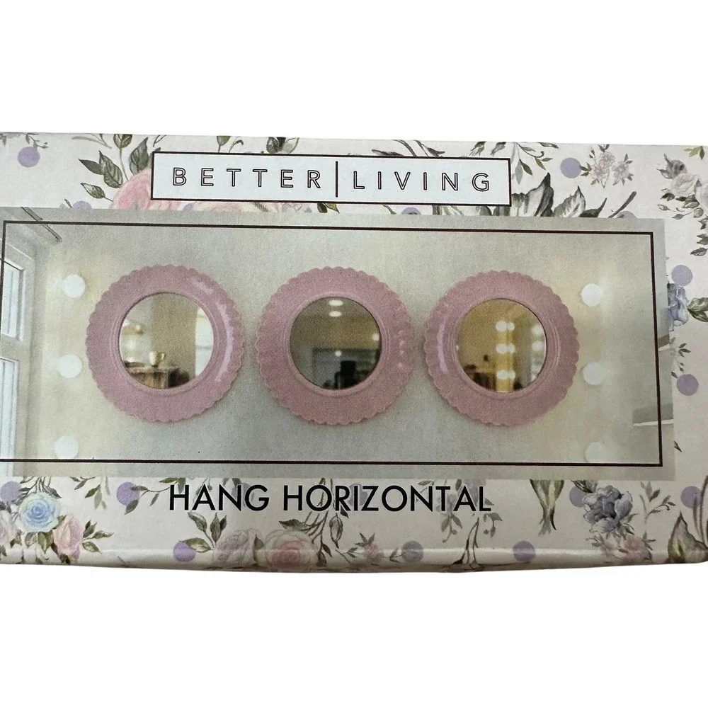 Better Living Set of 3 Pink Scalloped Molded Wall Mirrors 10x10 NEW